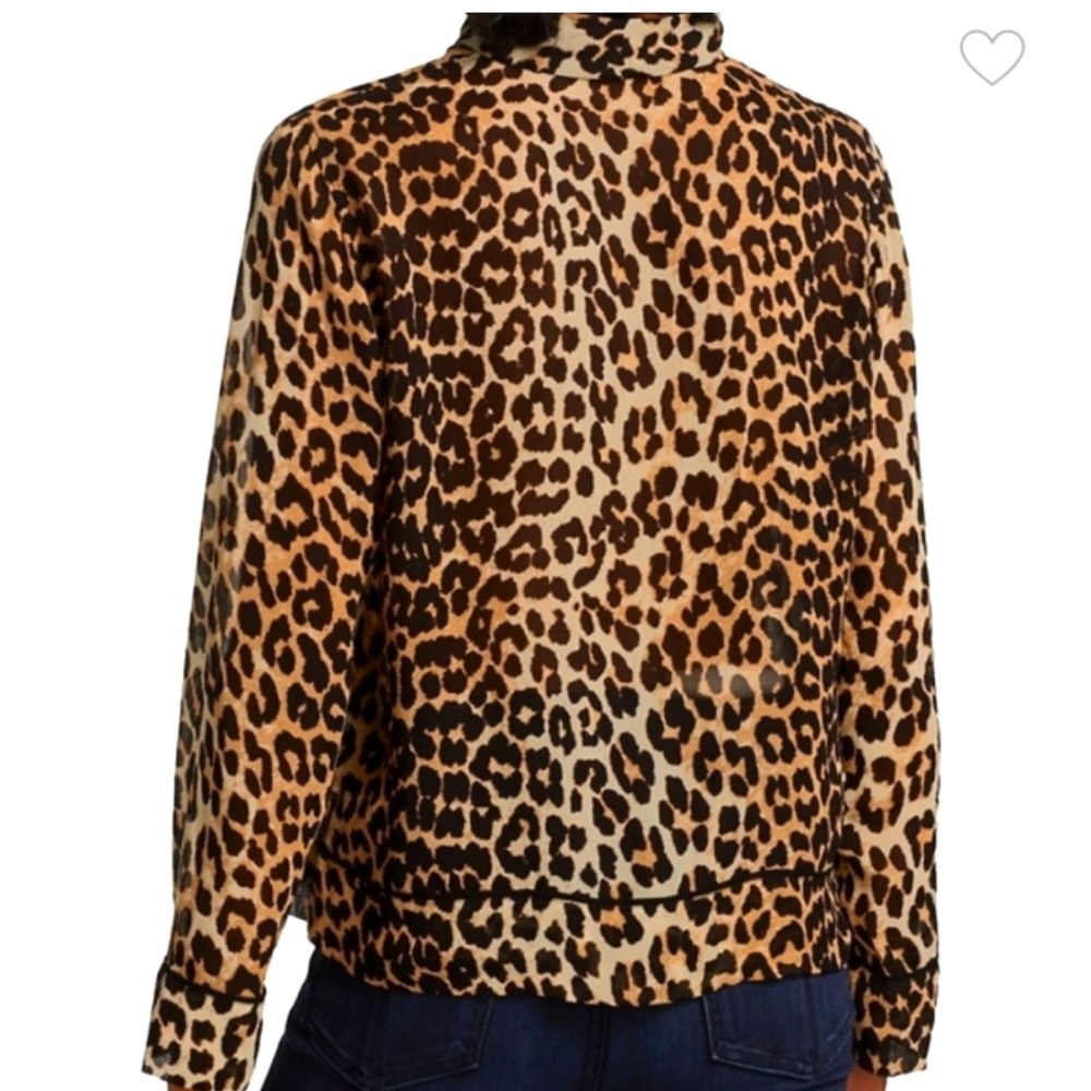 GANNI Leopard Print Georgette Long Sleeve Blouse - Picture 2 of 15
